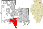 DuPage County and Kane County Illinois incorporated and unincorporated areas Aurora highlighted